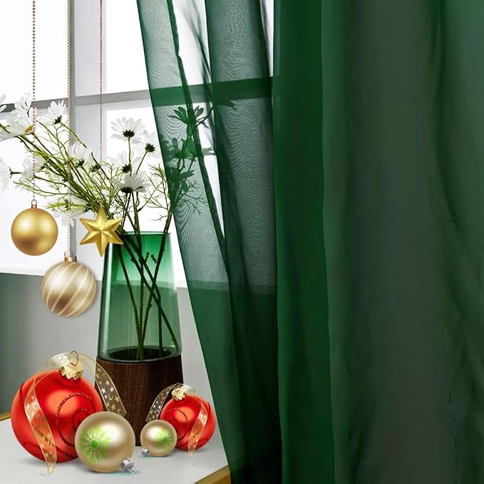 SpaceDresser Sheer Voile Window Treatment Rod Pocket Curtain Panels - Image 2