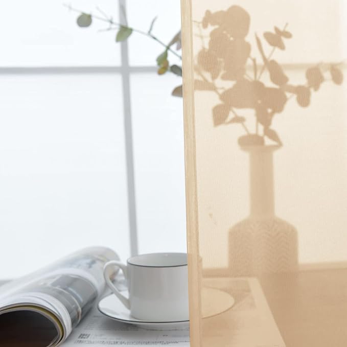 SpaceDresser Basic Rod Pocket Sheer Voile Window Curtain Panels Apricot 1 Pair - Image 4