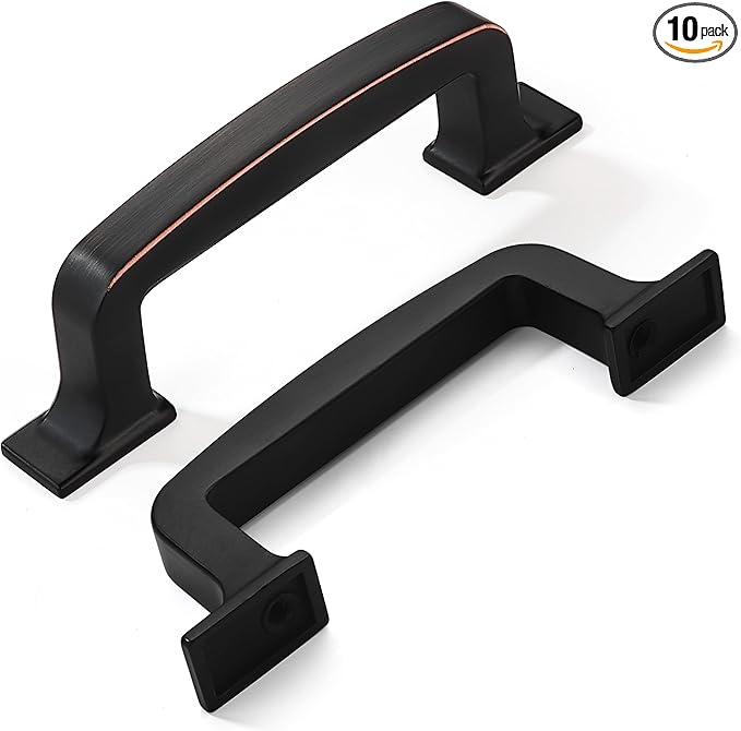 Khtumeware 10 Pack 3-Inch Cabinet Handles - Oil Rubbed Bronze Pulls & Drawer Handles for Cabinets & Cupboards