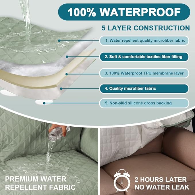 Turquoize 100% Waterproof Couch Cover Sofa Covers Washable Couch Covers - Image 3