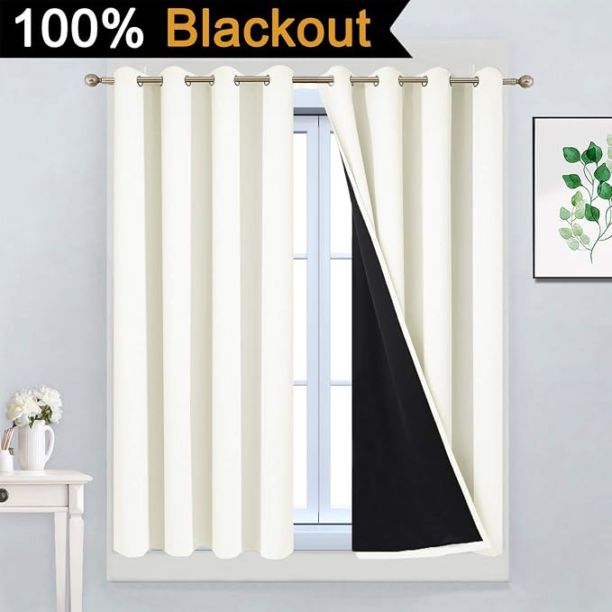Yakamok Cream 100% Blackout Curtains 45 Inches Long - Image 2
