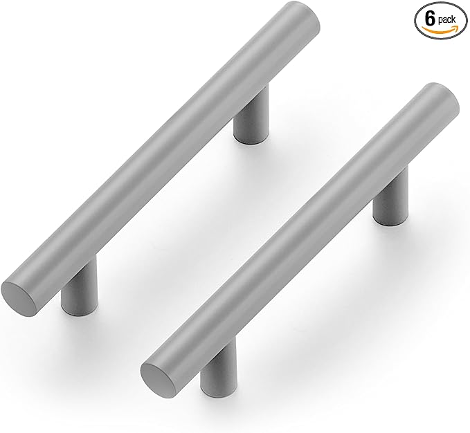 Ravinte 6 Pack | 5 Inch Cabinet Pulls Grey Stainless Steel Kitchen Drawer Pulls Cabinet Handles 5 InchLength, 3 Inch Hole Center