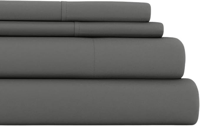 Linen Market Double-Brushed Microfiber Twin Sheet Set 3 Piece – Oeko-TEX Certified Ultra Soft & Wrinkle-Free - 16" Deep Pocket Sheets - Easy Care Twin Size - Gray
