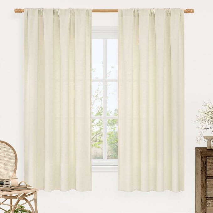 54 Inch Short Window Linen Curtains by LAMIT