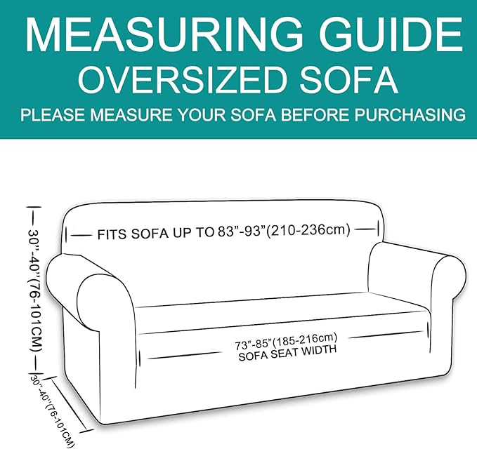 U-NICE HOME Oversized Stretch Couch Cover Slipcover, Chocolate | 3 Cushion Sofa - Image 6