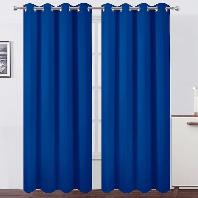 Blackout Curtains 52 x 120 Inch Long Royal Blue Curtains Set of 2 Panels Room by Lemomo