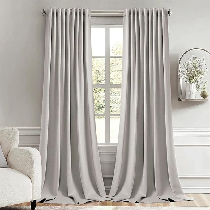 MIULEE Cobblestone Back Tab Blackout Curtains 52x120 Inch Long 2 Panels Set | by MIULEE