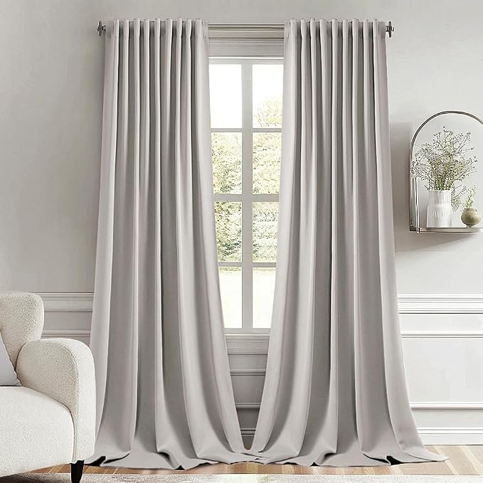 MIULEE Cobblestone Back Tab Blackout Curtains 52x96 Inch Long 2 Panels Set | by MIULEE