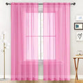 SpaceDresser Basic Rod Pocket Sheer Voile Window Curtain Panels Pink 1 Pair 2 by SpaceDresser