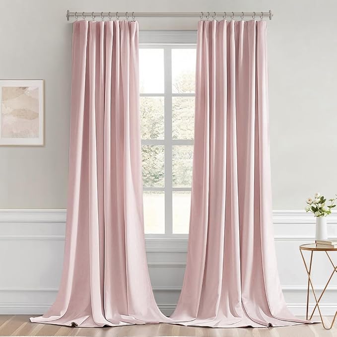 MIULEE Light Pink Back Tab Blackout Curtains 52x120 Inch Long 2 Panels Set | - Image 9