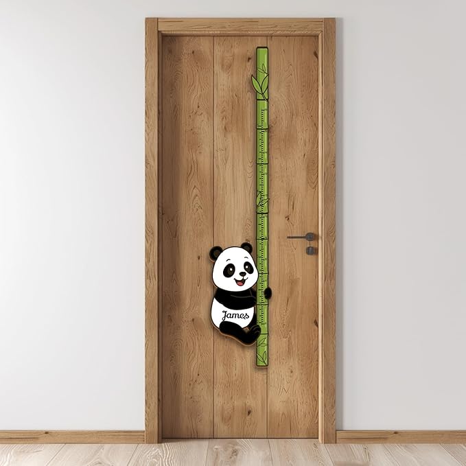 Personalized Growth Chart for Wall, Wooden Height Chart for Kids, Cute Height Measurement for Child/Girls/Boys, Baby and Toddler's Playroom/Kid's Room/Nursery Decor, Panda