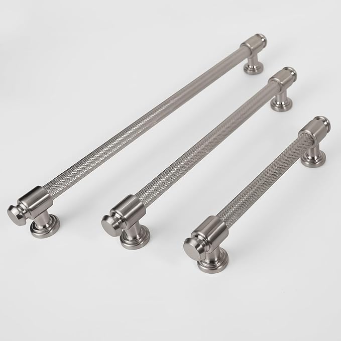 6 Pack 10 inch(254mm) Brushed Satin Nickel Kitchen Cabinet Handles Knurled Cabinet Pulls Silver Drawer Pulls Kitchen Cabinet Hardware Kitchen Handles Drawer Pulls Dresser Handles