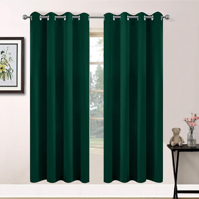 Yakamok Room Darkening Curtains 52x72 inch Length Dark Green-Living Room | 2 by Yakamok