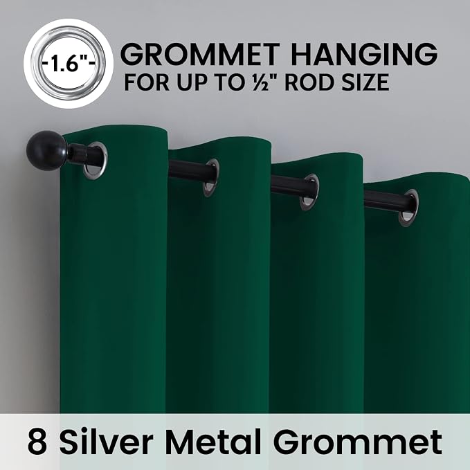 SimpleHome Dark Green 100% Blackout Curtains Room Darkening Living Room 63 | - Image 6