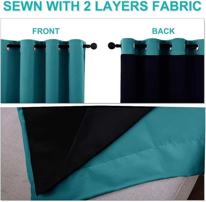 NICETOWN Peacock Teal 100% Blackout Curtains - Image 4