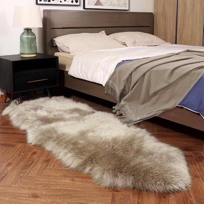 IRIWOOL Premium Genuine Fur Sheepskin Rug Real Australia Sheepskin Natural - Image 4