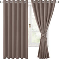 Grommet Blackout Curtains for Bedroom, 70 x 63 Inches Tan, 2 Panels | hermal by Hiasan