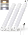 EZVALO 3 Pack 7” Motion Sensor Light Indoor, Wireless Under Cabinet Lighting, 30 LED Rechargeable Closet Lights, Dimmable, 3 Color Temperatures, Counter Lights for Wardrobe, Pantry, Bedroom, Kitchen