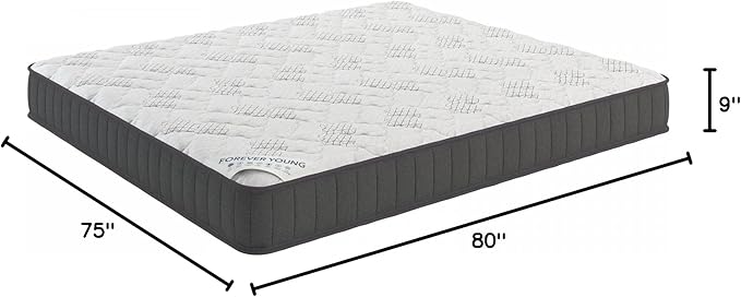 Ottomanson King 9" Hybrid Mattress - Medium-Firm Support - Made in USA - Individually Pocketed Coils & CertiPUR-US Foam - Fiberglass-Free - Bed in a Box