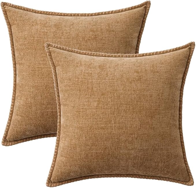 MIULEE Decorative Couch Throw Pillow Covers 20x20 Inch Apricot Brown 2 Pack | - Image 8
