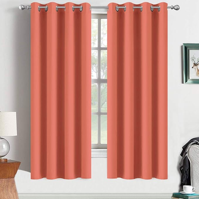 Yakamok Room Darkening Curtains 52x63 inch Length Coral Orange-Living Room | 2 by Yakamok
