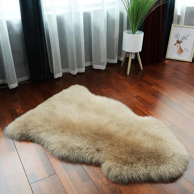LLB Genuine Sheepskin Area Rug Wool Rug Fur Carpet Fluffy Shaggy Fur Rug - Image 2
