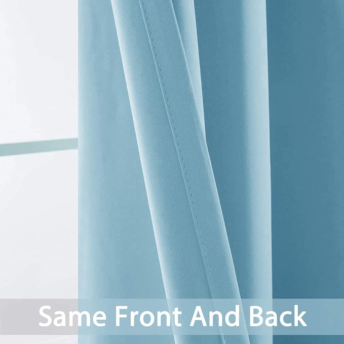 Yakamok Sky Blue Room Darkening Curtains 84 inch Sliding Door Drapes | 1 - Image 5