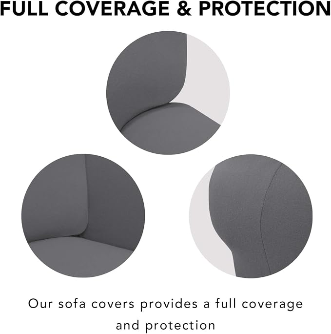 PureFit Stretch Couch Covers for Sofa 4 Seater Slipcovers Gray | 1-Piece Sofa - Image 3