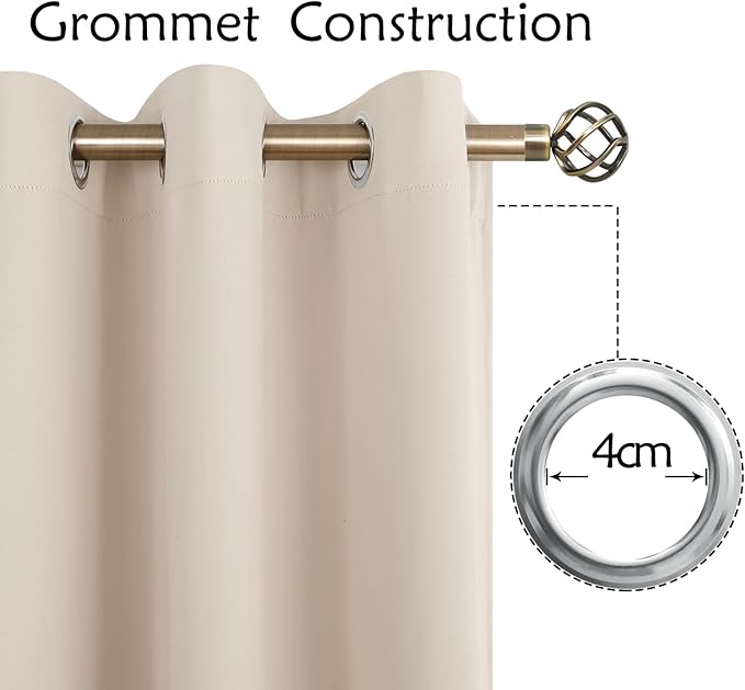 BGment Blackout Curtains - Grommet Thermal Insulated Room Darkening Bedroom and Living Room Curtains, Set of 2 Panels (38 x 84 Inch, Champagne)
