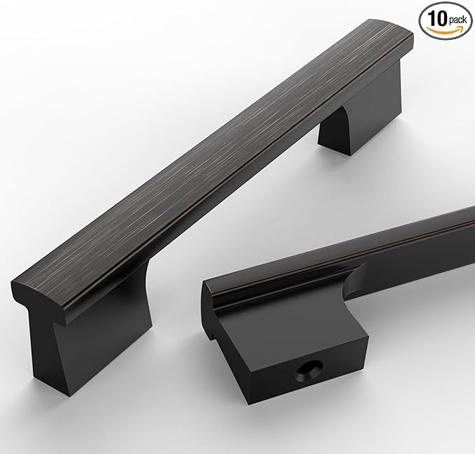 Asidrama 10 Pack 4 Inch(102mm) Oil Rubbed Bronze Kitchen Cabinet Handles, Cabinet Pulls Kitchen Cabinet Hardware for Cupboard Drawer Pulls
