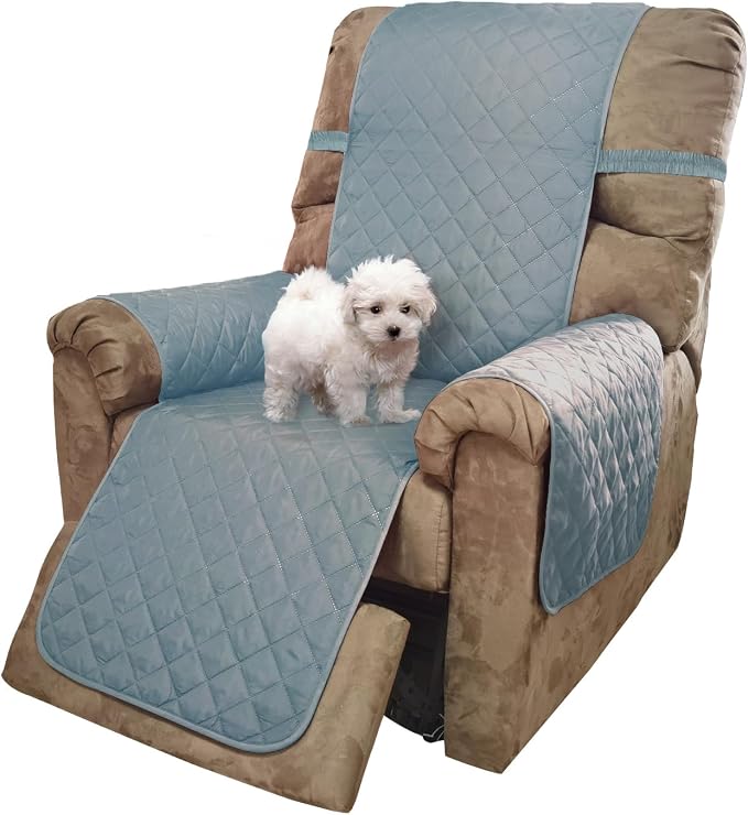 U-NICE HOME Reversible 23''Recliner Small Chair Cover, Light Blue/Beige | by U-NICEHOME