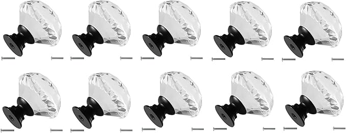 Dynasty 30mm Glass Crystal Dresser Drawer Kitchen Cabinet Door Hardware Knobs Handles - Color | Quantity Choice