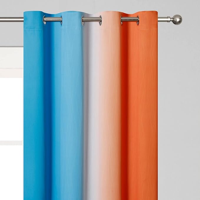 Ombre Orange and Blue Blackout Curtains 52Wx63L Inch Long | Gradient Curtains - Image 4