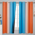 Ombre Orange and Blue Blackout Curtains 52Wx63L Inch Long | Gradient Curtains by ESTELARTEXTILER
