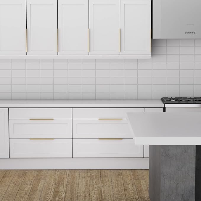 goldenwarm 10 Pack Gold Finger Edge Pulls Drawer Finger Pulls Champagne Gold Kitchen Hardware Handles Bedroom Dresser Drawers,6-1/4 in Hole Center