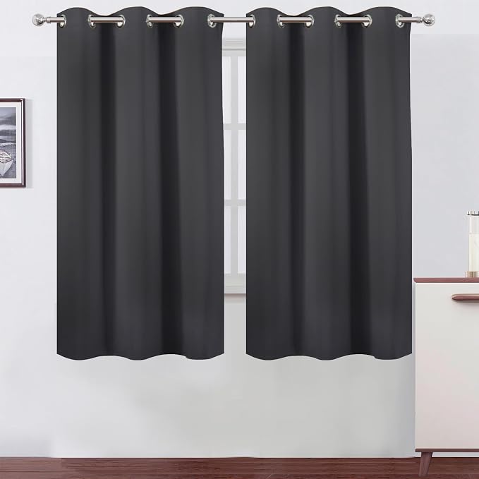 Blackout Curtains 42 x 63 inch/Dark Grey Curtains Set of 2 Panels/Thermal by Lemomo