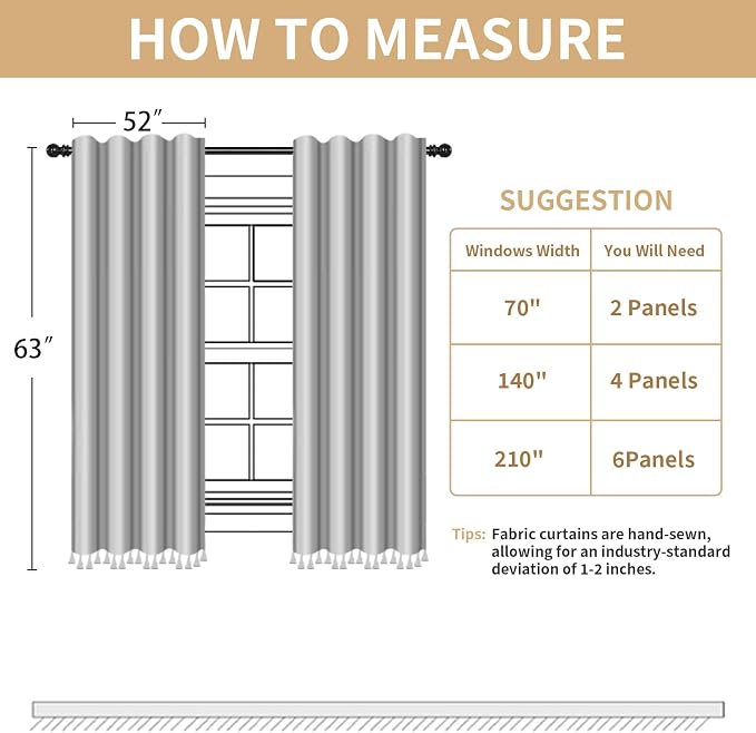 Boho Floral 100% Blackout Curtains 63 Inch 2 Panels Linen Texture | Farmhouse - Image 7