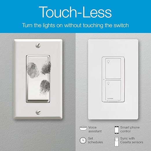Lutron Caseta Original Smart Light Switch (Lutron Smart Hub Required), for Home, LED Lights, and Fans, 6 Amp, Single-Pole/3-Way, Neutral Required, PD-6ANS-LA, Almond, 12 Pack