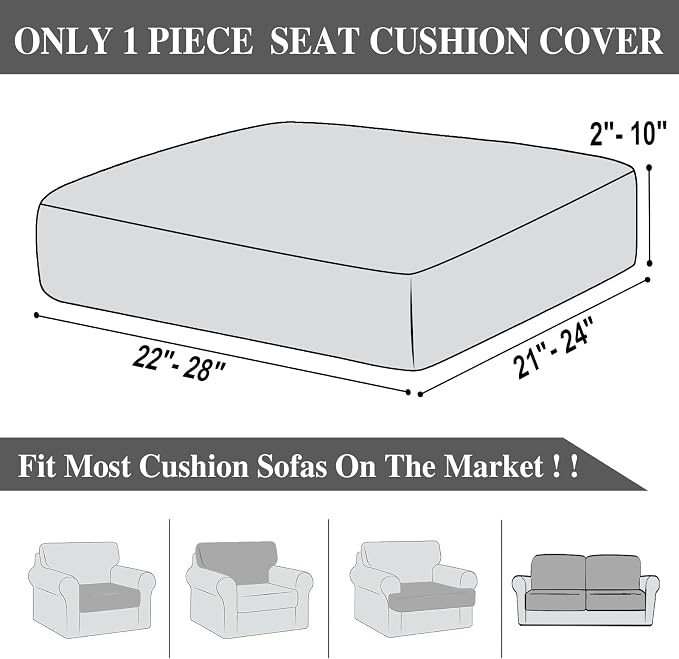 LA MEACK Couch Cushion Cover Seat Cushion Cover Stretch Armchair Cover Separate - Image 6