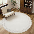 GarveeHome Large Round Rug 8ft Scalloped Washable Circle Living Room Rug | Soft by GarveeHome