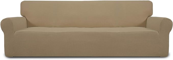 Easy-Going Stretch 4 Seater Oversized Sofa Couch Cover Tan | 1-Piece Extra by Easy-Going