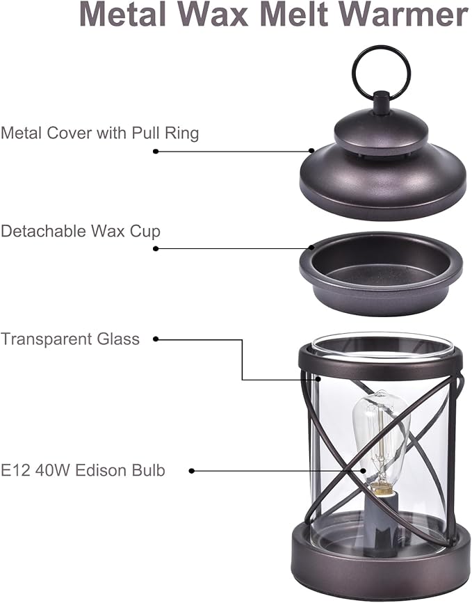 Wax Melt Warmer,Edison Light Bulb Candle Wax Burner,Electric Wax Warmer,Wax Warmer for Scented Wax,Candle Wax Warmer for Home Office Gifts & Decor