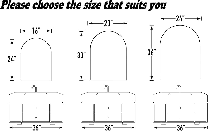 20x30 Arch Mirror Rectangle Wall Mounted Metal Frame Mirrors for Entryway Bedroom Bathroom Living Room 20 30 24x36 inch Black Silver - Gold
