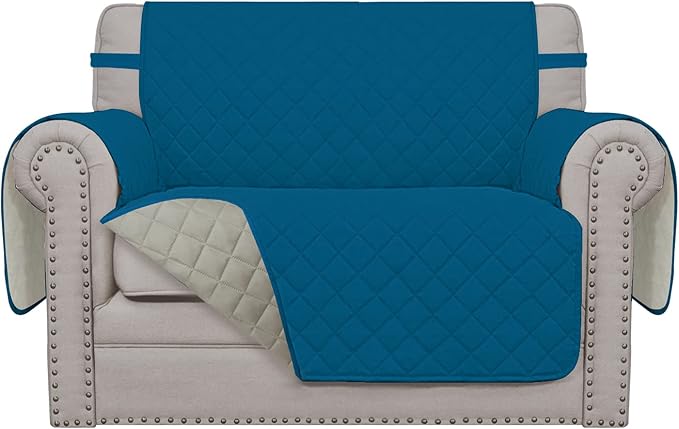 Easy-Going Reversible Couch Cover, Oversized Chair, Peacockblue/Beige | Machine by Easy-Going