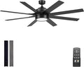 Honeywell Ceiling Fans Xerxes, 62 Inch Modern Indoor Ceiling Fan with Lights and Remote Control, Color Changing LED, 8 Dual Finish Blades, Reversible Motor - 51904-01 (Black)