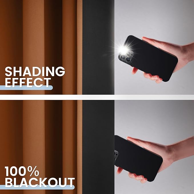 SimpleHome Orange 100% Blackout Curtains Room Darkening Living Room 90 Inch | - Image 4