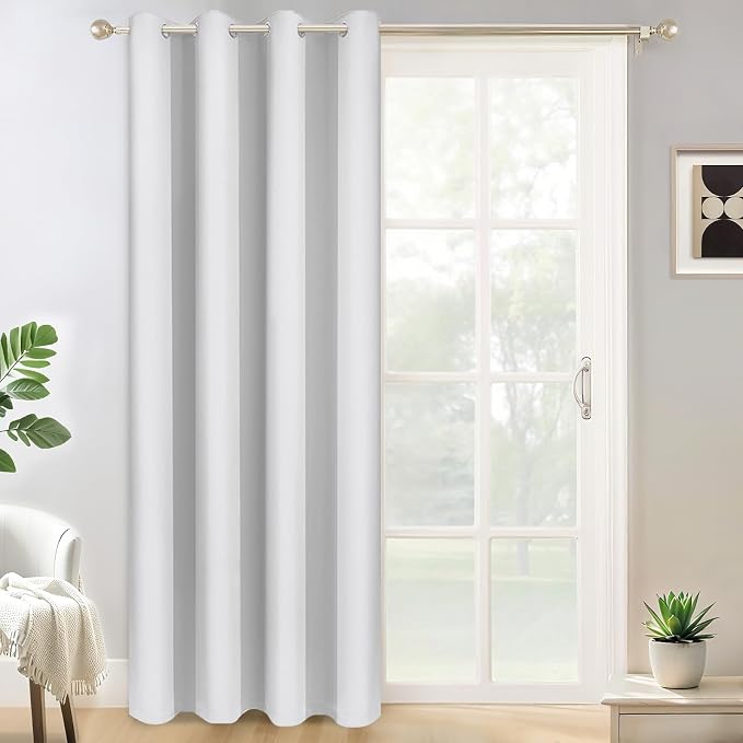 Yakamok Greyish White Room Darkening Curtains 84 inch Sliding Door Drapes | 1 by Yakamok