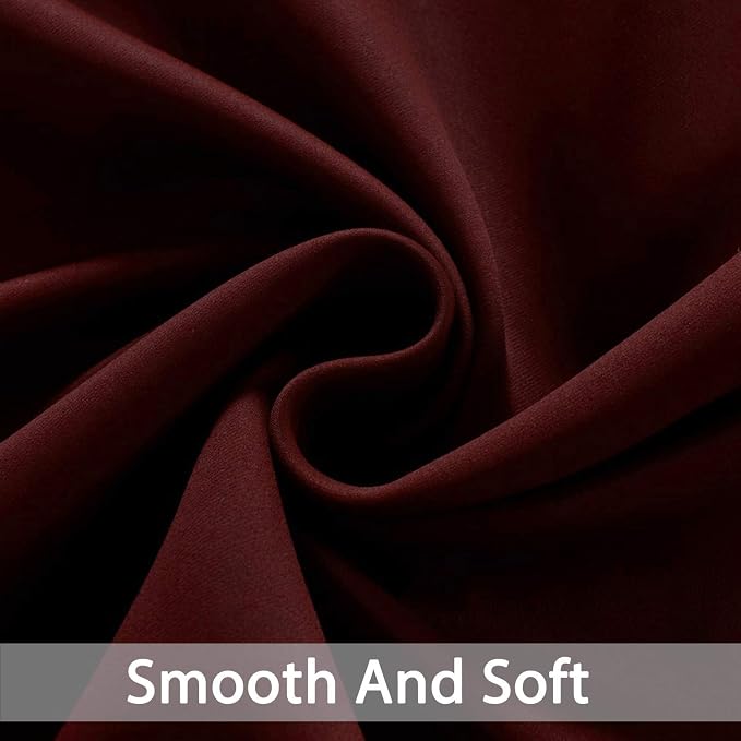 Yakamok Room Darkening Curtains 52x63 inch Length Burgundy Red-Living Room | 2 - Image 5