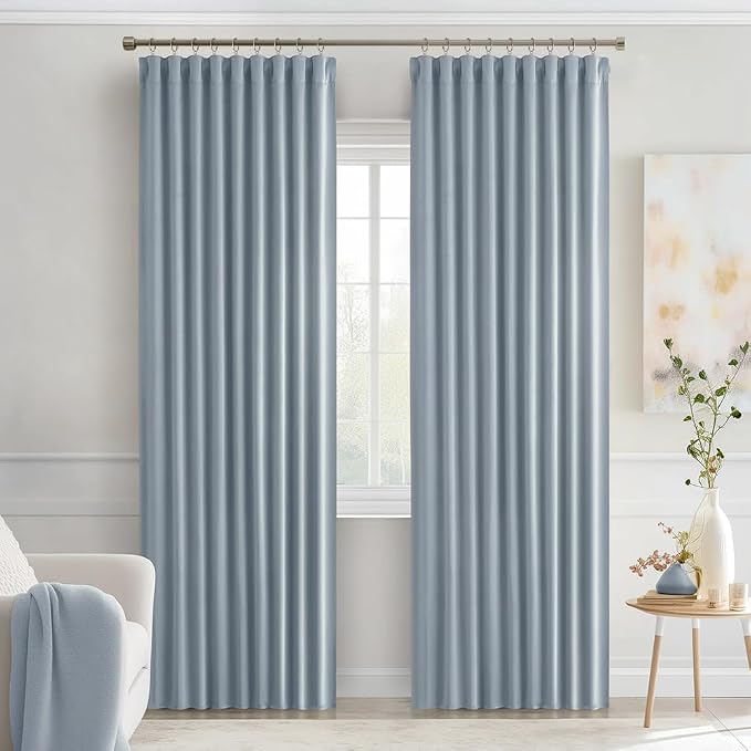 MIULEE Light Blue Back Tab Blackout Curtains 52x84 Inch Length 2 Panels Set | - Image 9