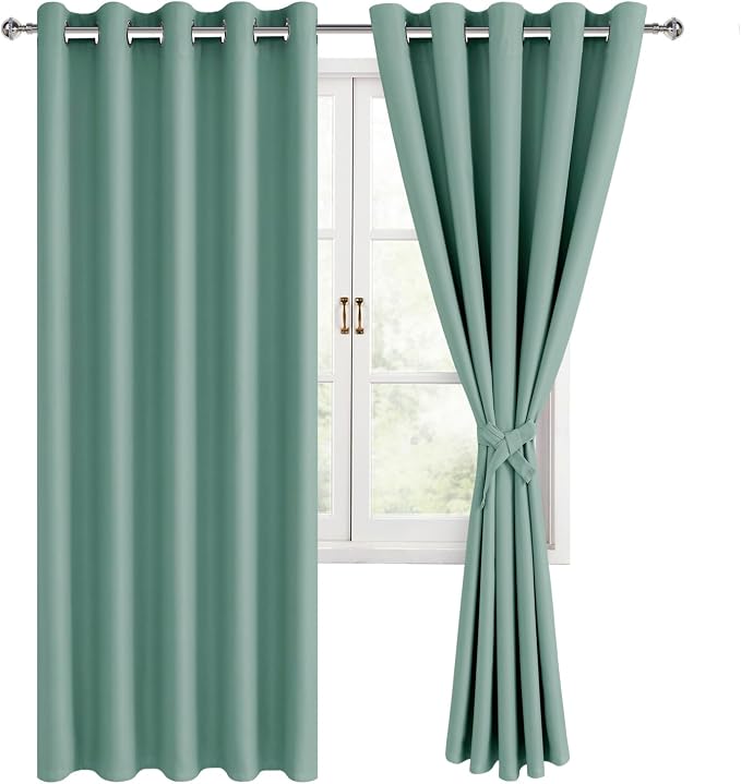 Blackout Curtains for Bedroom, 60 x 63 Inches Length, Sage Green | Thermal - Image 8